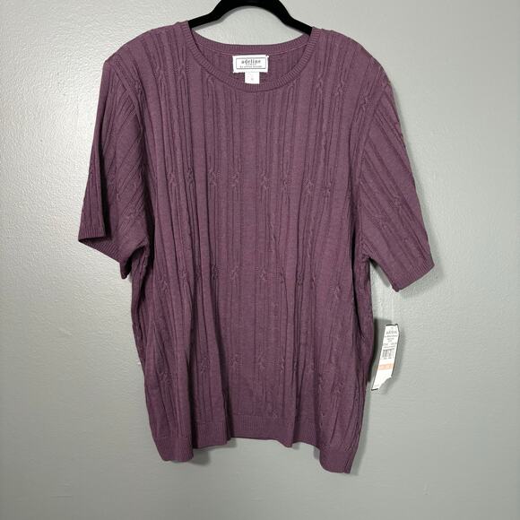 Alfred Dunner Sweaters - Adeline Alfred Dunner Vintage NWT Purple Short Sleeve Sweater -Women's Size 2X